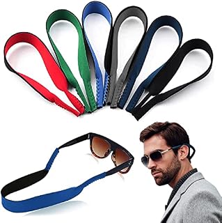 wlertcop 6 PCS Neoprene Sunglasses Strap for Sports Eyeglass and SunglassNeoprene Sunglasses Strap Anti-Slip Elastic Cord Rope String Holder for Sports Outdoors Water Activities Men Women Kids
