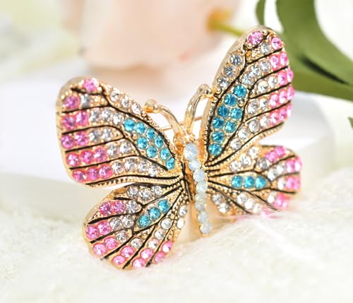 Image of Gyn&Joy Multi-Color Crystal Rhinestone Winged Butterfly Pin Brooch BZ030