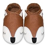 YIHAKIDS Krabbelschuhe Babyschuhe Lauflernschuhe, Braun Fuchs 6-12 Monate