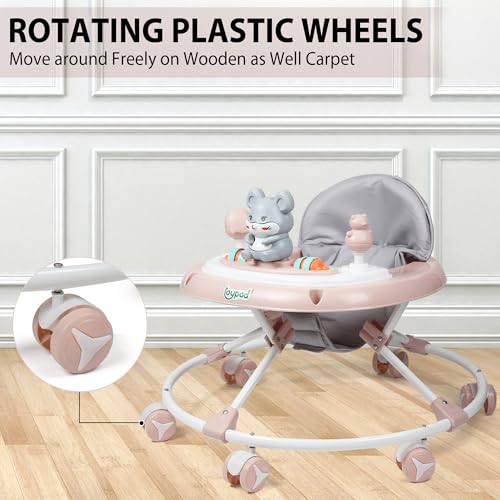 Image of JoyRide Musical Baby Walker with Adjustable Seat, Interactive Toy Bar, Foldable Design, 6-18 Months (Beige)
