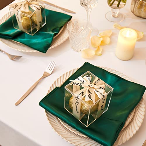 Cobedzy 12 Pack Satin Table Cloth Napkins, Blackish Green Silky Wedding Napkins Cloth Washable, Luxury Dining Table Cloth Napkins Set For Birthday Holiday Party Dinner Restaurant, 17X17 Inch #TOP1
