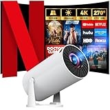 プロジェクター 家庭用 【 28000LM・270°回転・4K対応・最新Android TV搭載】1080P 天井投影 Wi-Fi6 50％ズーム機能 短距離投影 軽量 スマホ/パソコン/PS機/DVD接続可 スタンド一体型 プレゼント 自動台形補正 Bluetooth5.4 ホームプロジェクター 高輝度 日本語取扱説明書