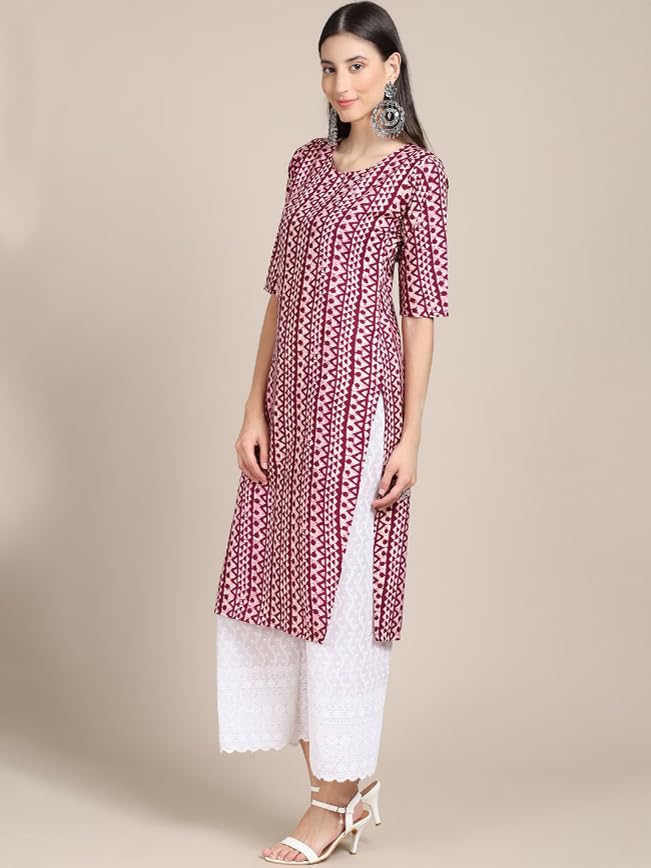 Image of Dream Beauty Fashion Women's Polyester Round Neck 3 /4 Sleeve Casual Straight Kurti (Kurti-Parent-1)