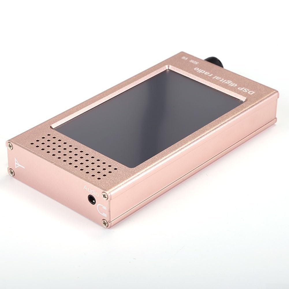 SDR-V6 Software-definierter Funkempfänger, 100 kHz-149 MHz, Vollbandabdeckung mit 4,3 Zoll IPS-Touchscreen, 3000 mAh Akku, CNC-Aluminiumlegierung, Gehäuse für Amateurfunk, Kurzwelle (Rosa)