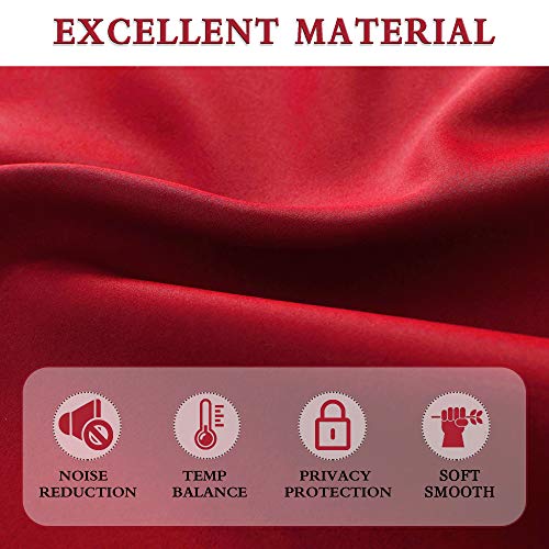Image of DONREN 63 Inch Red Blackout Curtains Set of 2 Thermal Insulated Rod Pocket Curtain Panels for Bedroom