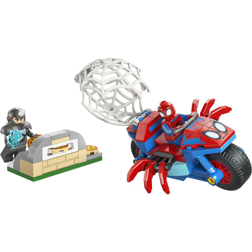 LEGO Spidey Spidey na motocyklu kontra Rhino 11206 | motocykl superbohatera, zestaw z figurkami, prezent dla dzieci 4+, prosty zestaw startowy, 61 elementów