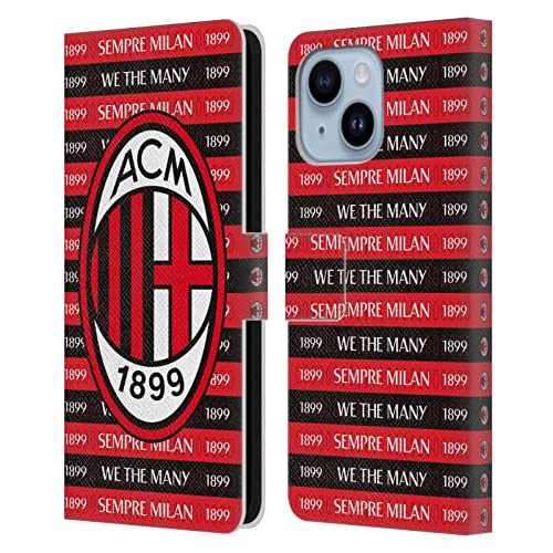 Étui portefeuille iPhone 14 Plus AC Milan en cuir avec rangements cartes