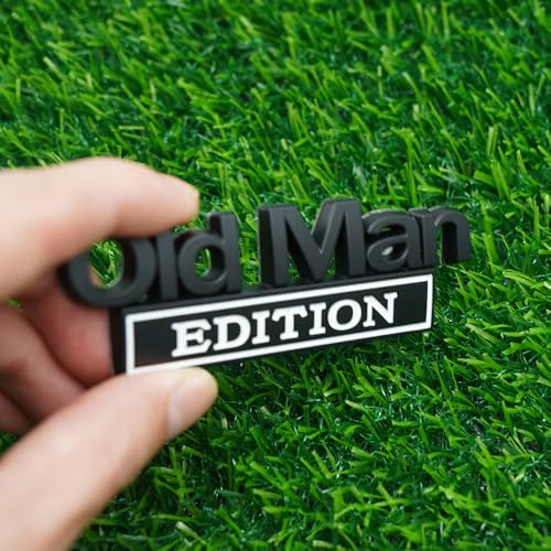 Image of 2pc Old Man Edition 3D Metal Emblem Fender Rear Tailgate Bumper Badge Nameplate Sticker Decal for Car Truck (Black White)
