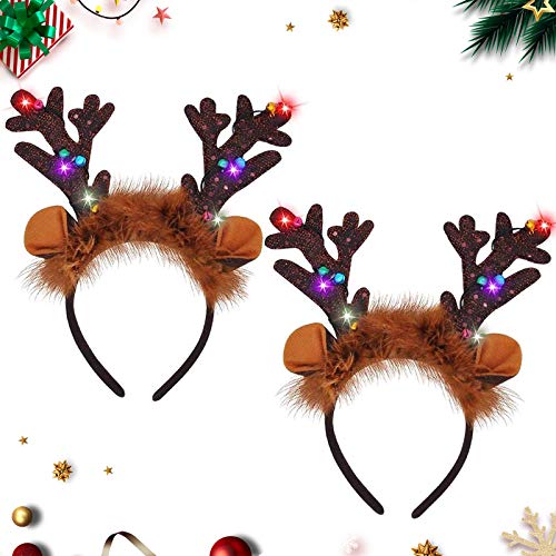 Sunshine smile 2pcs Geweih Haarreif mit LED-Beleuchtung,Weihnachten...