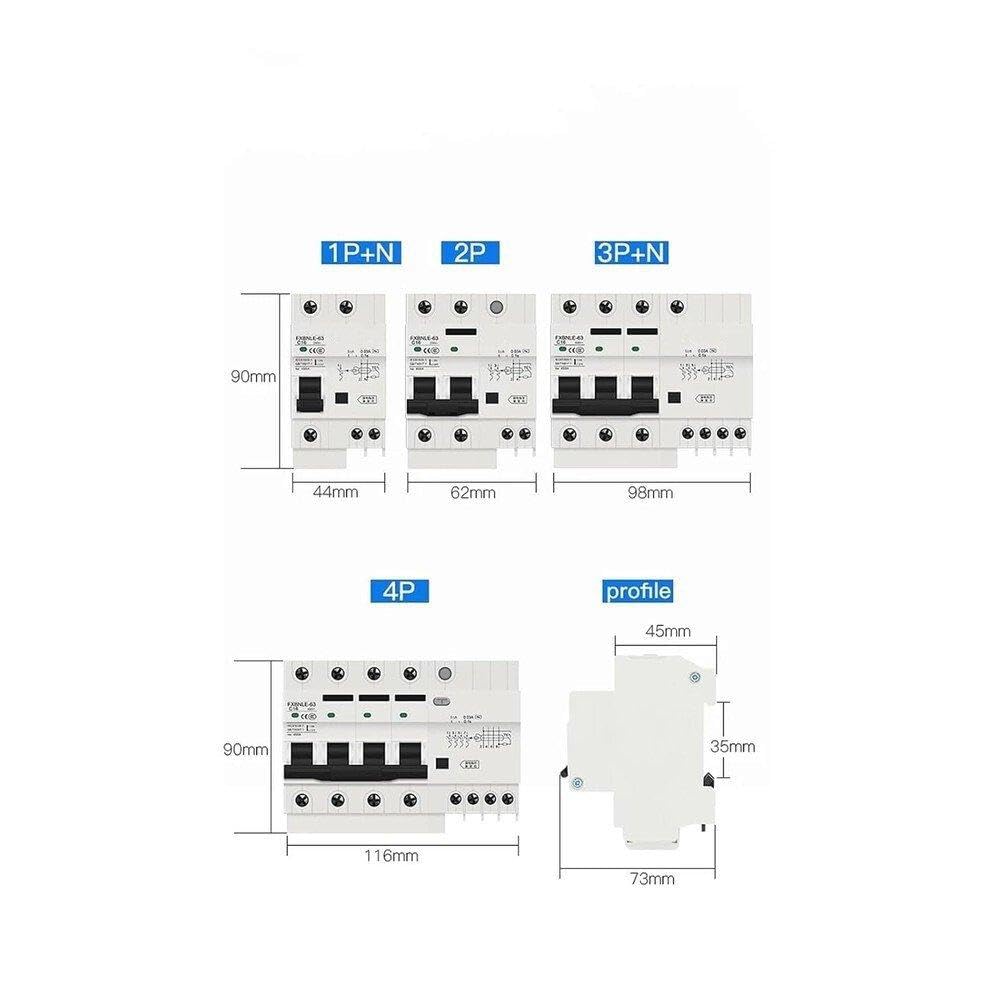 Interruttore Automatico Per Corrente Residua Con Protezione Da Sovracorrente: Opzioni Disponibili Da 6 A A 63 A Componenti elettrici(2P,32A)