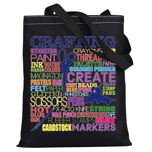 LEVLO Sacola de lona de artesanato, bolsa de ombro para mãe de artesanato para fazedores de artesanato, Bolsa preta para artesanato, Large