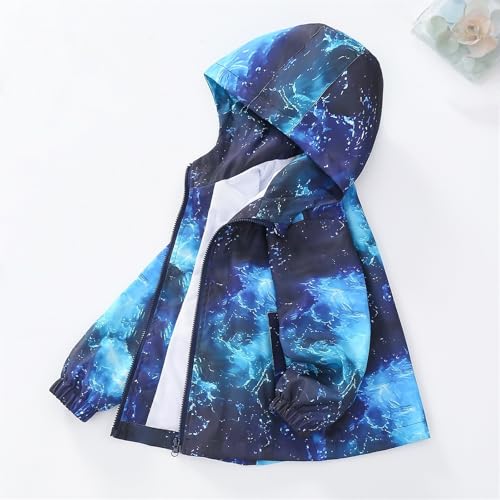 Toddler Boys Hooded Windbreaker Zip Print Mesh Lined 𝗪aterproof Raincoat Lightweight Jacket with Pocket2