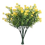 [Décoration exquise]: les feuilles d'eucalyptus artificielles vives et vivantes et de petites fleurs denses aux couleurs vives créent une atmosphère confortable, qui convient très bien à la décoration intérieure et extérieure, telle que: salon, chambre, terrasse, cour avant, bureau ou décoration de couloir extérieur , tranquillement Donnez-vous une bonne humeur pour la journée.
