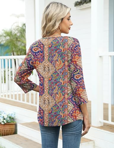 Image of LOMON Womens 3 /4 Length Sleeve T Shirts Asymmetrical Neck Tops Business Blouses for Women Fashion 2026