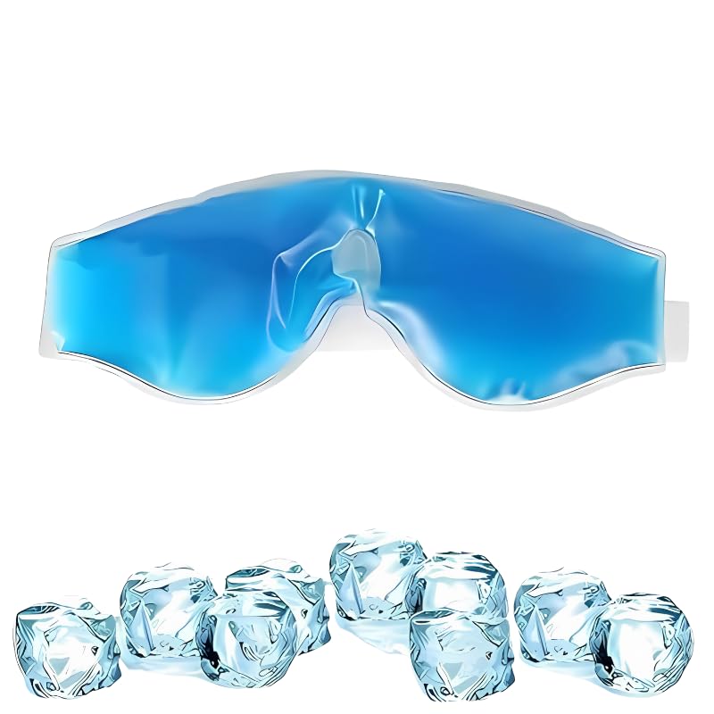 Image of Kostech Cooling Gel Face Mask & Eye Mask Set - Reusable Hot & Cold Ice Pack for Puffy Eyes, Dark Circles, Migraine & Headache Relief - Skin Tightening, Sinus Pressure Therapy, Spa Beauty Facial Mask for Women & Men