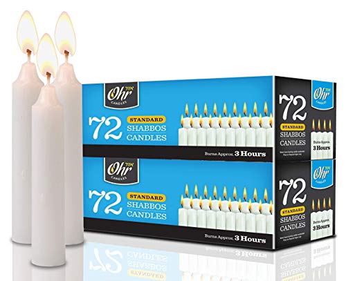 Shabbat Candles - Traditional Shabbos Candles - 3 Hour - 72 Count, 2 Pack (144 Count) - By Ohr #TOP1