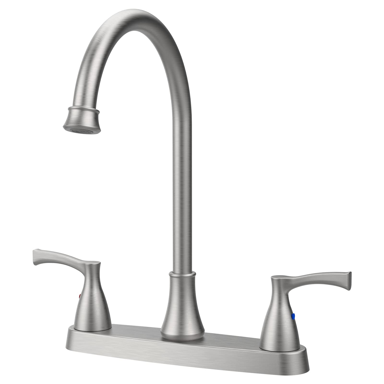 2 Handle Kitchen Sink Faucet Brushed Nickel Two-Handle High-Arc 360 Swivel 3 or 4 Hole Kitchen Faucets 8 Inch Centerset Kitchen Faucet for Rv Camper ...