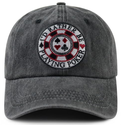 Poker Hat for Men Funny Embroidered Poker Accessories Baseball Cap Fathers Day Christmas Birthday Gifts for Grandpa Dad Papa Huaband Friends Black