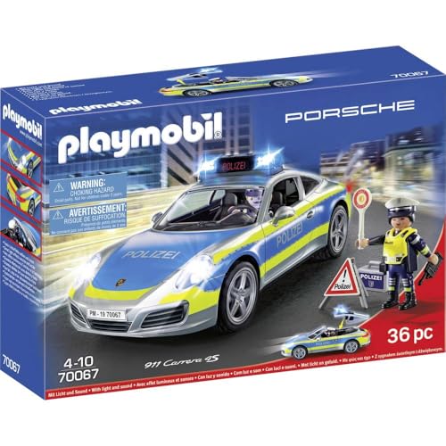 PLAYMOBIL City Action 70067 Porsche 911 Carrera 4S Polizei mit Polizei-Licht und Sound, Empfohlen ab 4 Jahren