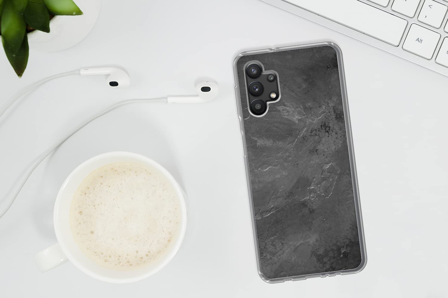 MuchoWow Funda para Samsung Galaxy A32 5G - Estructura - Cemento - Hormigón - Gris - Vintage - Funda de Silicona/Funda Blanda para teléfono móvil