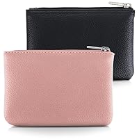 simarro 2 Stück Kleines Portemonnaie Damen, Leder Mini Geldbörse Klein Portemonnaie Coin Purse Münzgeldbörse Münzbeutel Schlüsseletui Woman Wallet Mini Geldbeutel für Damen (schwarz rosa)