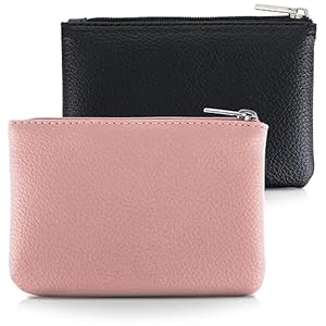2 Stück Kleines Portemonnaie Damen, Leder Mini Geldbörse Klein Portemonnaie Coin Purse Münzgeldbörse Münzbeutel Schlüsseletui Woman Wallet Mini Geldbeutel für Damen (schwarz rosa)