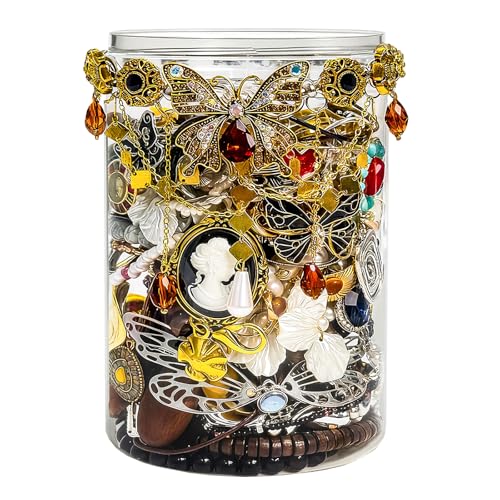 Image of SMUOBT Mystery Jewelry Jar Bundle - Surprise Vintage Jewelry Box for Women,Gift Jewelry Set (Necklace, Earrings, Rings,Kracelet,Keychain) - Unique Birthday Gift for Women