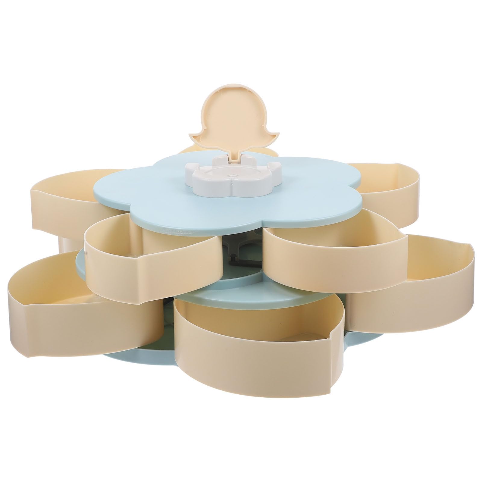 TOYANDONA Vassoio Snack a Doppio Strato con Supporto per Cellulare in Plastica Pp a Forma di Fiore, Contenitore Creativo per Antipasti e Conservazione in Casa per Aperitivi Colore Casuale