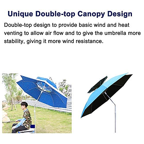 Parasol pour plage à 8 côtes robustes et parapluie de pêche réglable