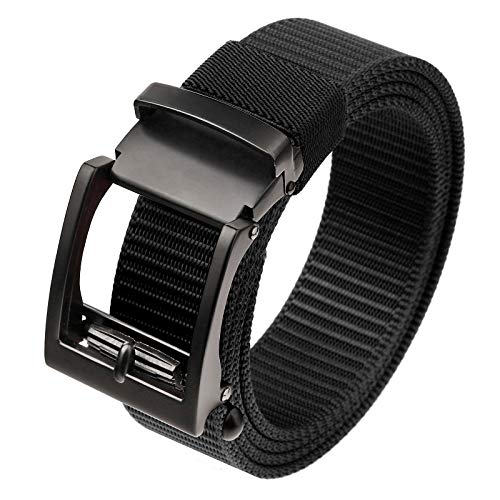 Sportmusies Adjustable Nylon Web Belts for Men Ratchet Belt with Automatic Slide Buckle