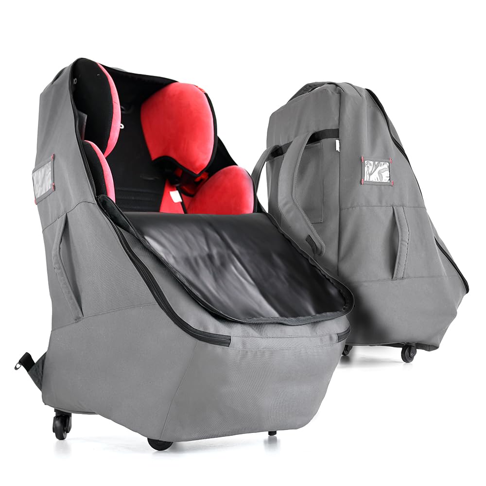 Sac de voyage pour siège auto avec roulettes – Sac d'avion rembourré – Gris