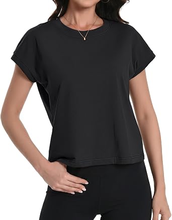 Auriviz Women Cotton Cap Sleeve Boxy Crop Tops Summer Workout Casual Shirts | Lightweight Soft Cotton, Loose Cropped Silhouette; Breathable Tee Suitable For Yoga, Gym Workout and Daily Summer Outfits