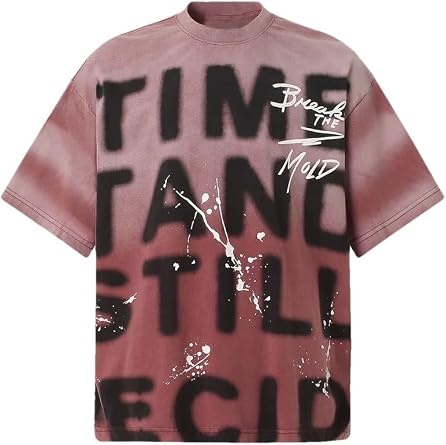 thesupermade Streetwear Graphic Letter Print Shirts Thick Oversized Heavy Washed Cotton Y2k Tops Tee