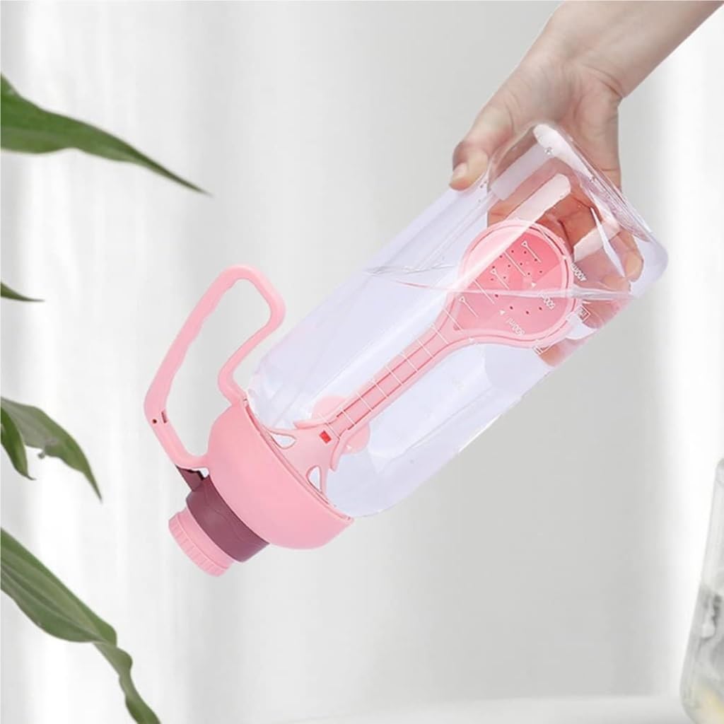 Bouteille d'eau Bouteille d'eau de bureau en plein air bouteille de paille d'eau de sport de forme physique bouteille d'eau portative avec la passoire à thé bouteille d'eau de 1.8L Gourde(Rosa)
