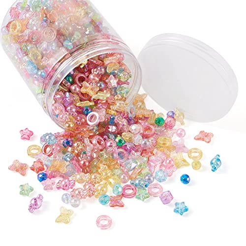 Beadthoven 800pcs Transparent Acrylic Beads AB Color Acrylic Heart Round Star Butterfly Candy Beads for DIY Necklace Bracelet Earring Jewelry Making Hole: 1.5-2.5mm - Image 2