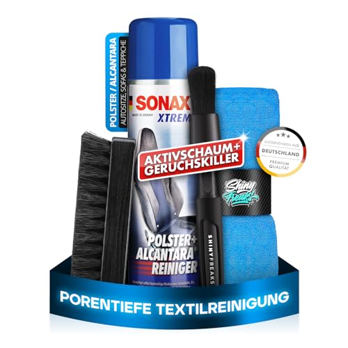 SONAX XTREME Polster & Alcantara Reiniger (400 ml) - Spezialreiniger für Textilien - schoned gründlicher Polsterreiniger - Ideal für die Autoinnenraum Reinigung auf Autositzen, Dachhimmel & Lenkrad