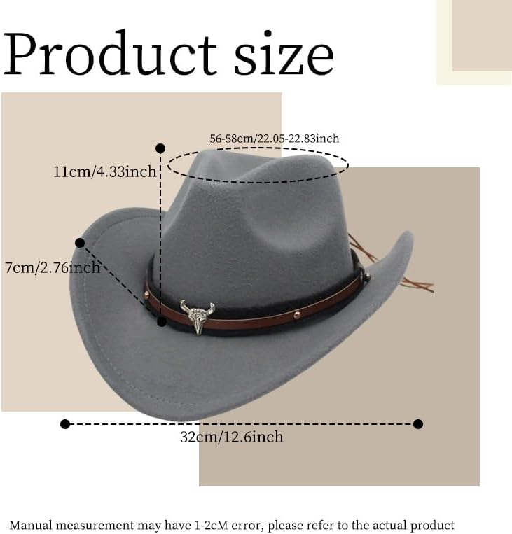Western Cowboy Hat for Women/Men Shapeable Wide Brim Cowgirls Hat with Belt Buckle Costume Party - Image 2