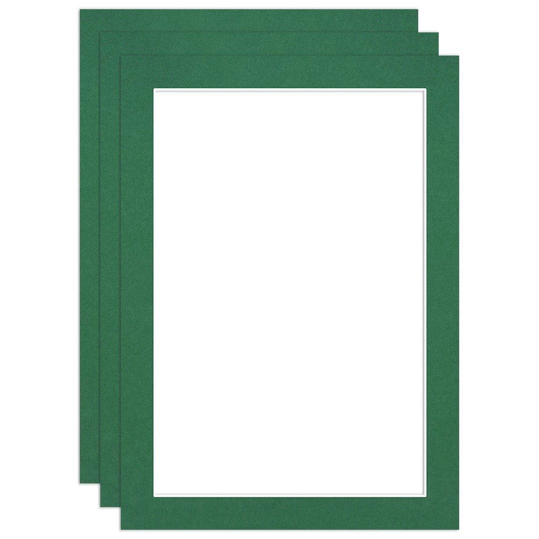 Procut Global 7x5" Emerald Picture Mounts to Fit 6x4" Aperture - Precision Cut Cardboard Photo Mount - Ideal for Frames, Prints, Artwork & Certificates - Sizes & Colours Available - 3 Pack