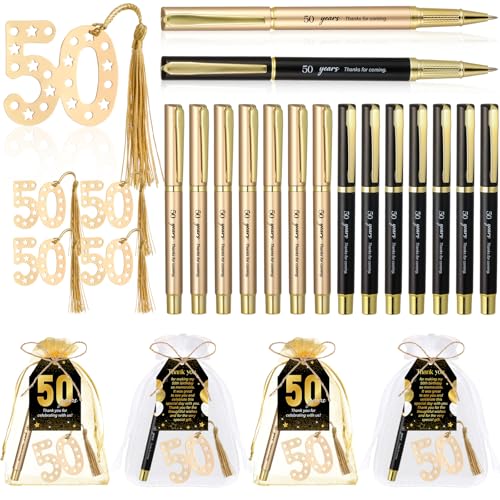Stylo à bille noir et doré pour anniversaire 50 ans avec sa carte