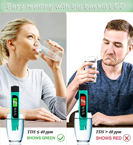 Tds Meter Water Quality Tester,Hasfine Digital Conductivity Meter 3 In 1 Tds,Ec And Temperature Meter, Accuracy Testing Pen 0-9999 Ppm Meter For Drinking Water, Aquariums,Pool And More #TOP4