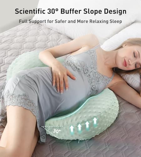 Image of Pregnancy Pillow Cooling for Sleeping, Detachable and Adjustable Double-Sided Support Maternity Pillow Skin-Friendly for Pregnant Women Back, HIPS, Legs(30Slope Design Verified by Expectant Mothers)