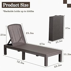 DIMAR GARDEN Outdoor Chaise Lounge,Resin Pool Lounge Chair Waterproof Recliner,Mocha DIMAR GARDEN Outdoor Chaise LoungeResin Pool Lounge Chair Waterproof ReclinerMocha