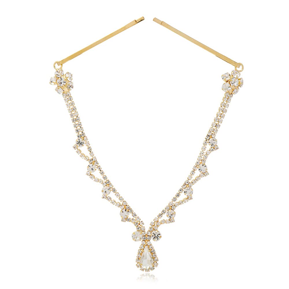 Wedding Gold Rhinestone Head Chain with Clip Bridal Hair Accessories Amazon.com : Missgrace Women Bridal Rhinestone Gold Forehead  main image 3