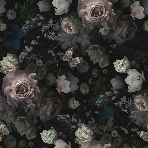 VEELIKE Moody Floral Peel and Stick Wallpaper Vintage Dark Floral