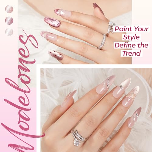 Image of modelones Cat Eye Gel Nail Polish, 6 Colors Nude Glitter Red Pink Purple Gel Polish Set with Magnet Sparkle Galaxy Series Nail Gel Polish Kit Soak Off Led Nail Art Manicure Salon DIY Gifts
