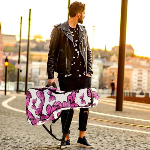 Housse de guitare en tissu Oxford épais rembourré avec boucle de suspension et sangle de cou Motif papillon Rose, Multicolore 4., 42.9×16.9×4.7 in, Sac de transport tendance pour guitare - Les Beatles, Paul McCartney, John Lennon, RIngo Starr, George Harrison Housse de guitare en tissu Oxford épais rembourré avec boucle de suspension et sangle de cou Motif papillon Rose, Multicolore 4., 42.9x16.9x4.7 in, Sac de transport tendance pour guitare – Image 7