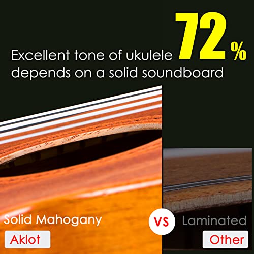Image of Ukulele, AKLOT Electric Tenor Ukelele Solid Mahogany 26 inch for Professional Beginners Adults Kit with Free Online Lesson and Uke Accessories