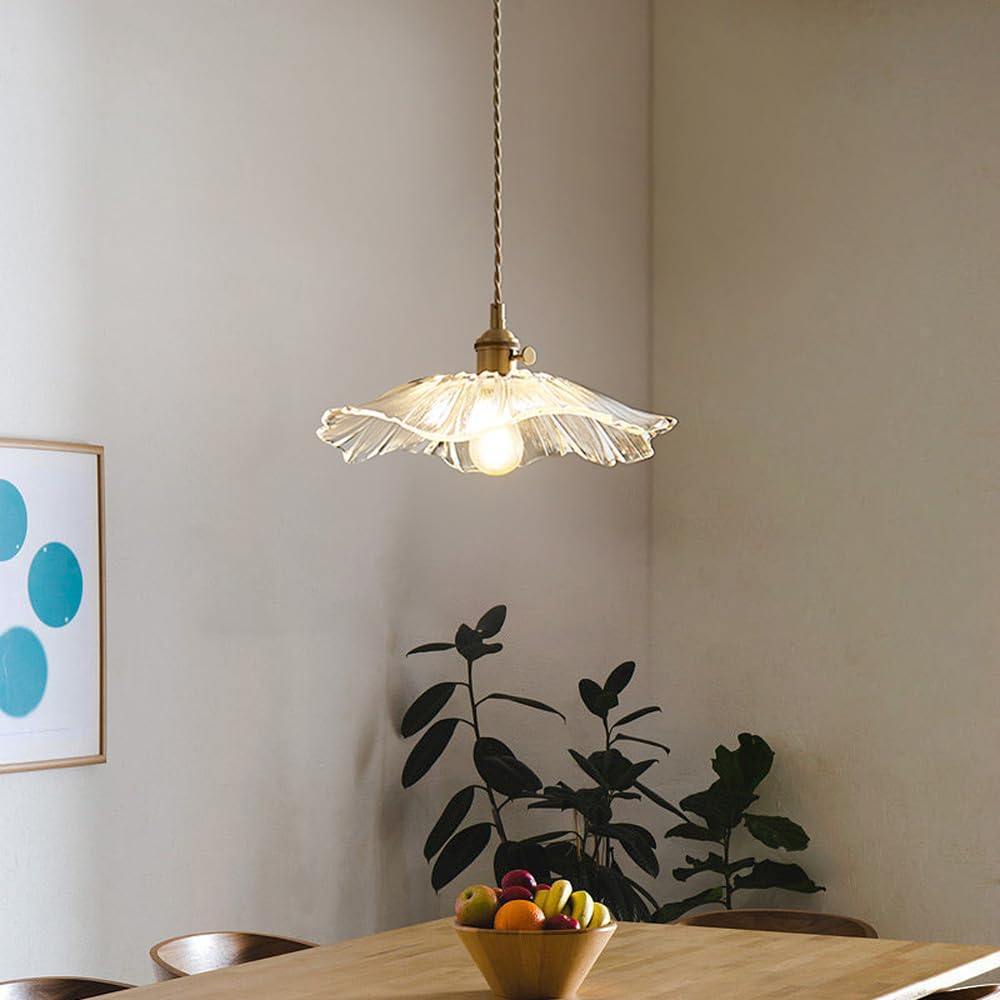 Candelabros para techos bajos con cable ajustable y lámpara de vidrio transparente E27