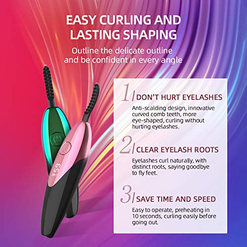 TECNOVIQ Heated Eyelash Curler, Rechargeable Lash Styler with 2 Heat Settings, Quick 24H Long-Lasting Curl, Portable Makeup Tool 1