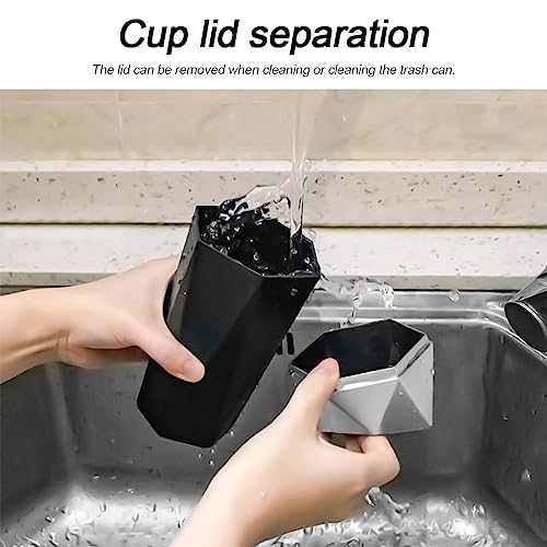 Image of Car Trash Can with Lid, Small Leakproof Portable Auto Garbage Can, Mini Diamond Design Trash Dustbin, Waterproof Vehicle Rubbish Bins for Automotive, Office, Kitchen, Home, Bedroom (1)